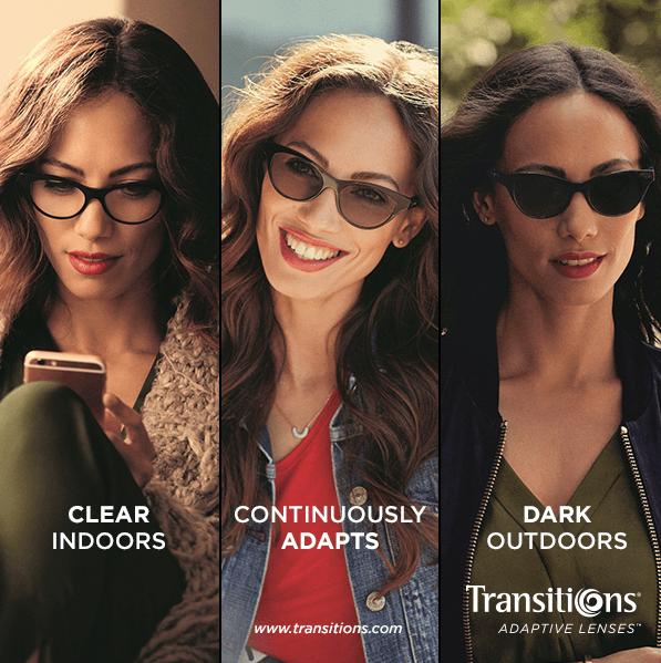 Transitions fényre sötétedő lencsék - beltérben világos, kültéren gyorsan besötétedik